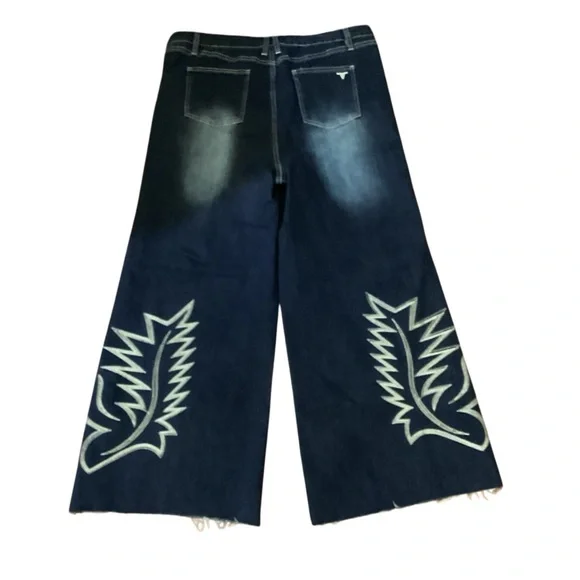 Lucky & Blessed Western Chic Embroidered Tea Stain Jeans size 18 Boho Western - Picture 6 of 16